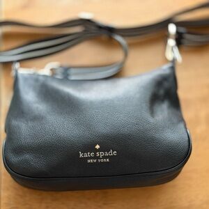 kate spade Rosie small black leather crossbody with gold logo